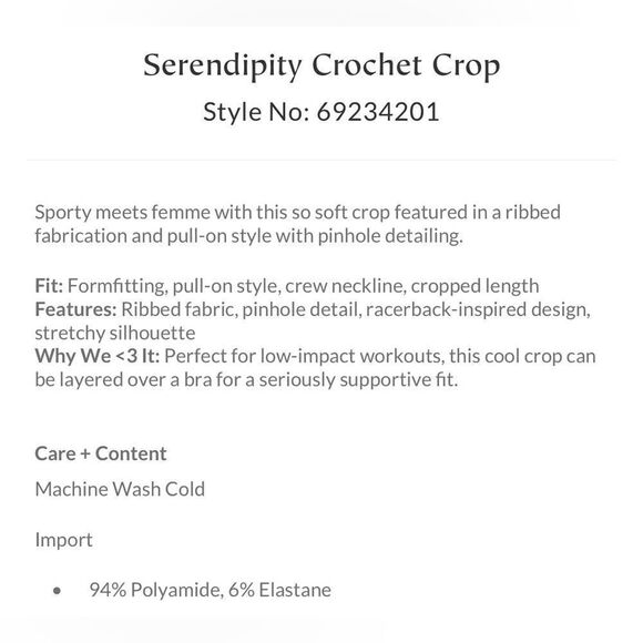 Free People Movement Serendipity Crochet Crop NEW in Blue Smoke - Picture 4 of 4